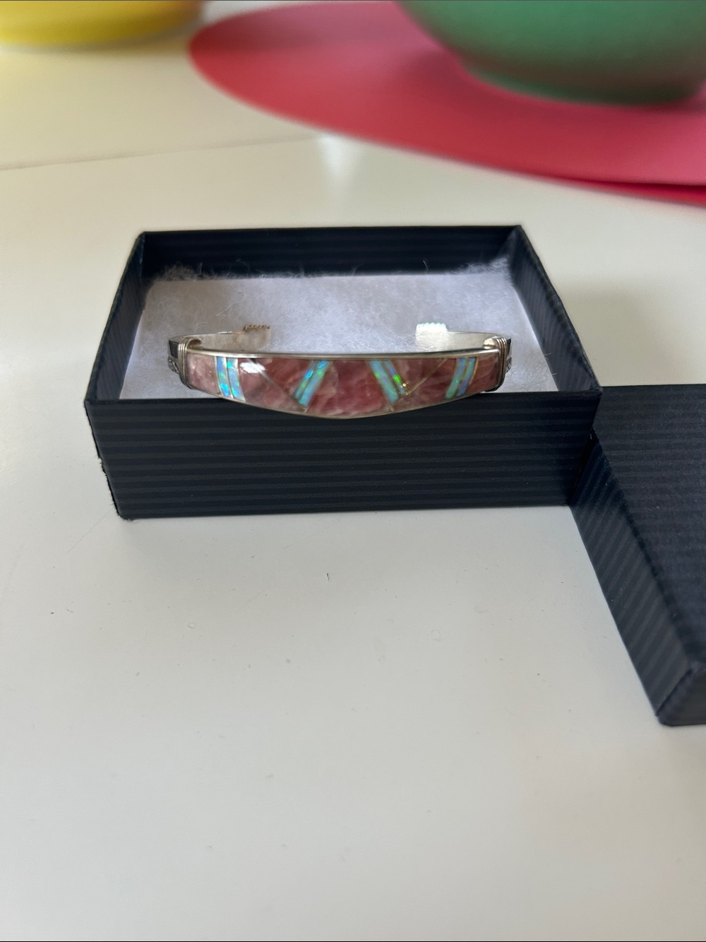 Navajo Sterling Silver Inlay Cuff Bracelet